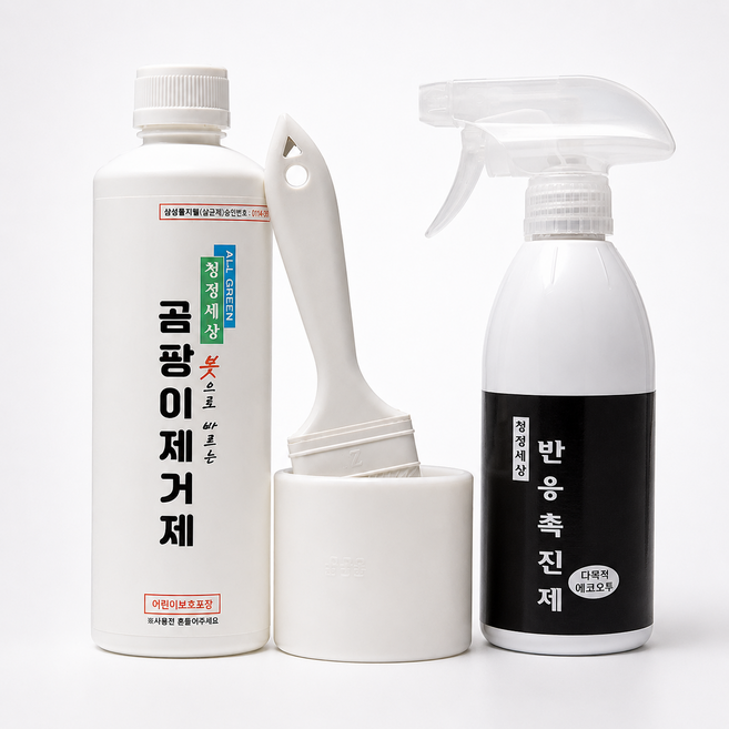 청정세상 곰팡이제거제500g(붓1)+반응촉진제 에코오투500ml1, 1개