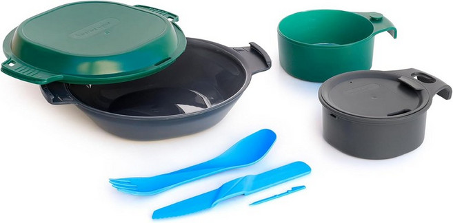 HUMANGEAR GoKit+ 디럭스 메스키트 8종 캠핑 식기세트 경량 백패킹용, 02 Green handle pots, 1개