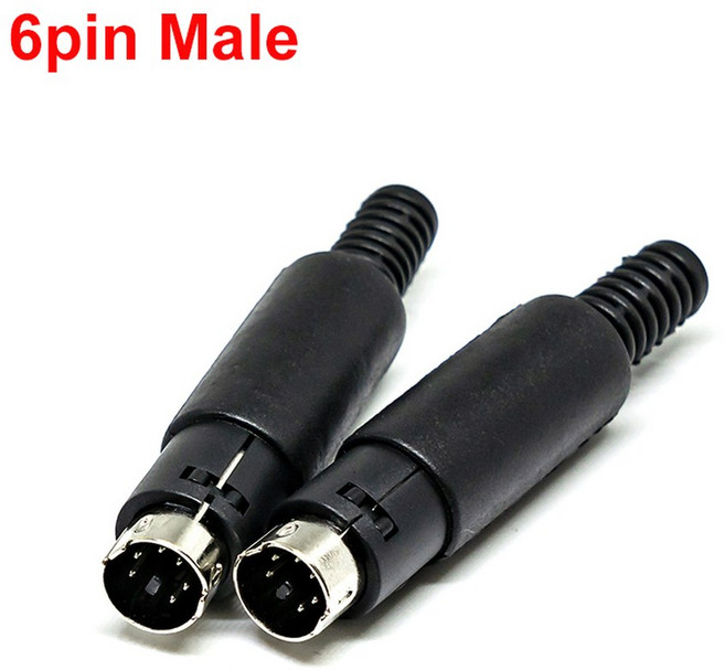 2PCS 미니 DIN 플러그 3/4/5/6/7/8 핀 섀시 케이블 마운트 남성 여성 소켓 3 8Pin 용접 와이어 S 터미널 미니 PS2 남성 커넥터, 6Pin Male