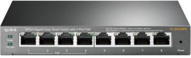 TP-Link TL-SG108PE V3 8포트 기가비트 PoE 스위치 쉬운 스마트 관리 4포트 PoE+ 포트 @64W 플러그 앤 플레이 튼튼한 금속 및 차폐 팬리스 QoS VLAN, 1세트