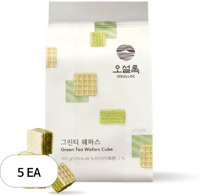 오설록 그린티웨하스, 100g, 5개