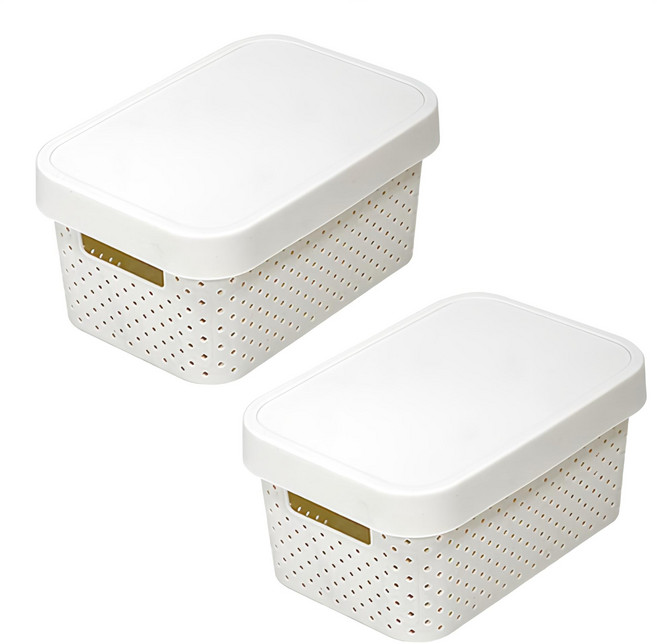 커버 바스켓, 아이보리, 소(15 x 23.5 x 12.5 cm), 2개