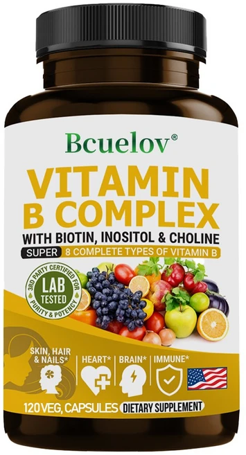 비타민B1 B2 B3 B5 B6 B7 B9 B12 콜린 이노시톨을 함유한 비타민B 복합체, 120정, 2개 - 쿠팡