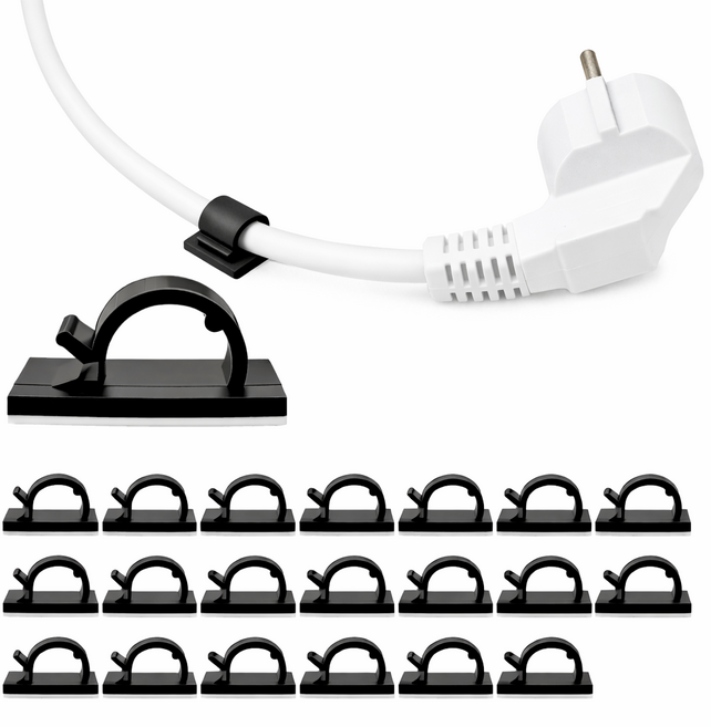 케이블 클램프 전선고정클립 선정리 홀더 케이블정리, 블랙, 20개