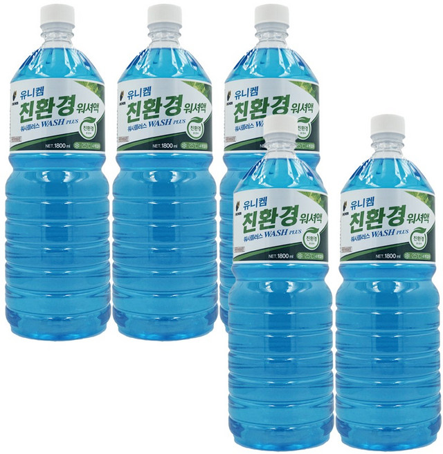 유니캠 친환경 워셔액 워시플러스, 5개, 1.8L