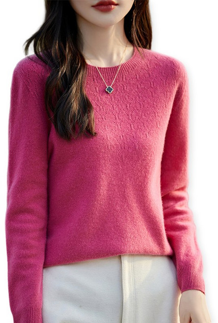 제이유미 여성 라운드넥 긴팔 레이스 스웨터 니트