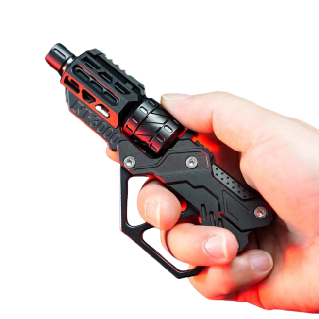 QT3000 리볼버 플립 마그네틱 푸시 슬라이더 건 감압 Fidget Spinner 버튼 스트레스 릴리프 금속 손가락 끝, 03 Black, 1개