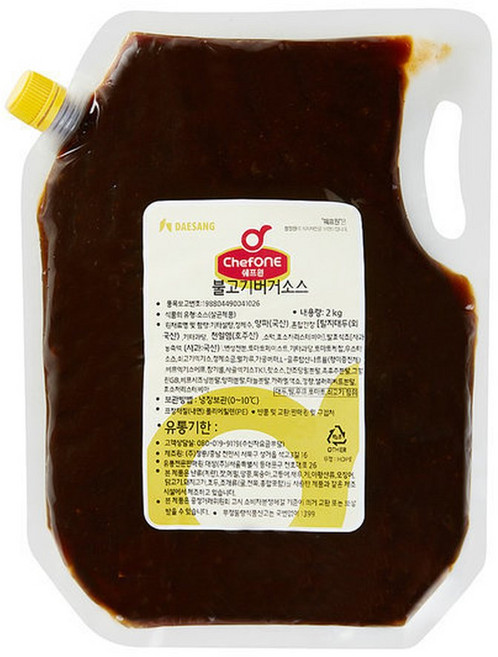 쉐프원 불고기버거소스 2kg/청정원, 1개, 2kg, 불고기