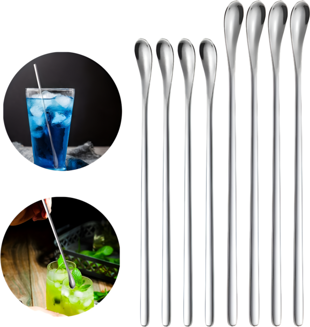 쿠코아 다용도 304 스테인리스 스푼형 머들러 4p 세트, 1세트, 실버 19cm