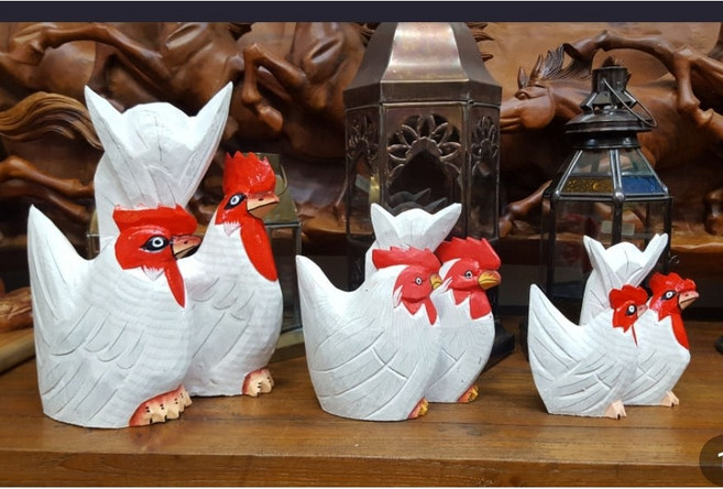 소품팩토리 화이트 목각 닭인형 닭 장식소품 풍수인테리어소품 집들이선물 개업선물, 화이트 닭 S