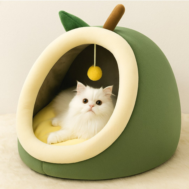 벤스투 부드러운 사계절 고양이 숨숨집 강아지집 하우스, 1개, 아보카도