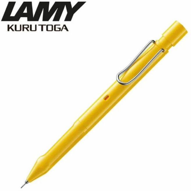 미츠비시 쿠루토가 라미 사파리 샤프펜슬 자동회전 샤프 인사이드 옐로우, 1개, 0.5mm