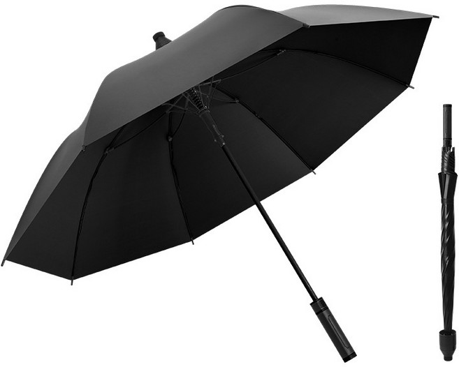 한타오 대형 2단 골프 우산 여성 남성 통근 레저용 장우산, 1개, 블랙