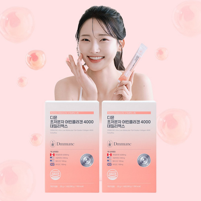 디뮨 초저분자 어린 피쉬콜라겐 4000 고함량 히알루론산 엘라스틴 데일리맥스, 2박스, 280g