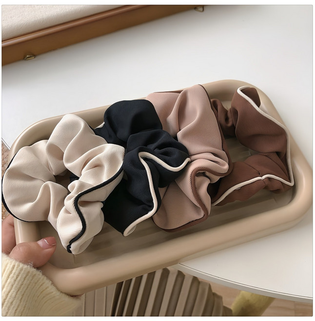 [4종 세트] 엘로시 심플 포인트 곱창 머리끈 헤어밴드