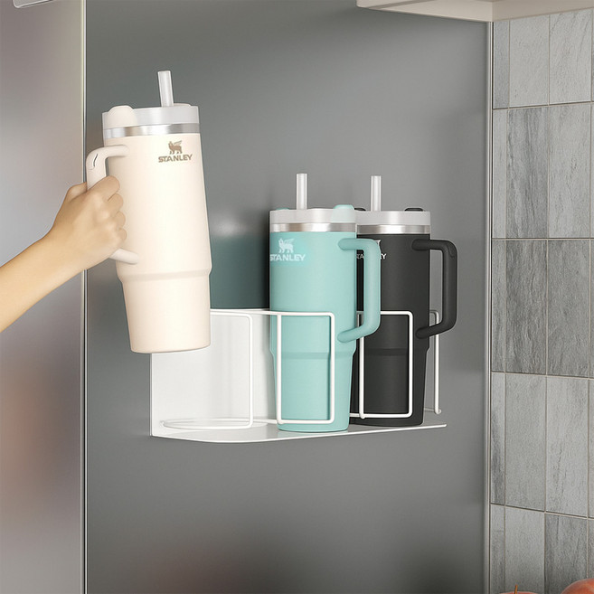 캠프맨 텀블러 자석 정리대 스탠리 텀블러 건조대 거치대, 1개, 3구-화이트