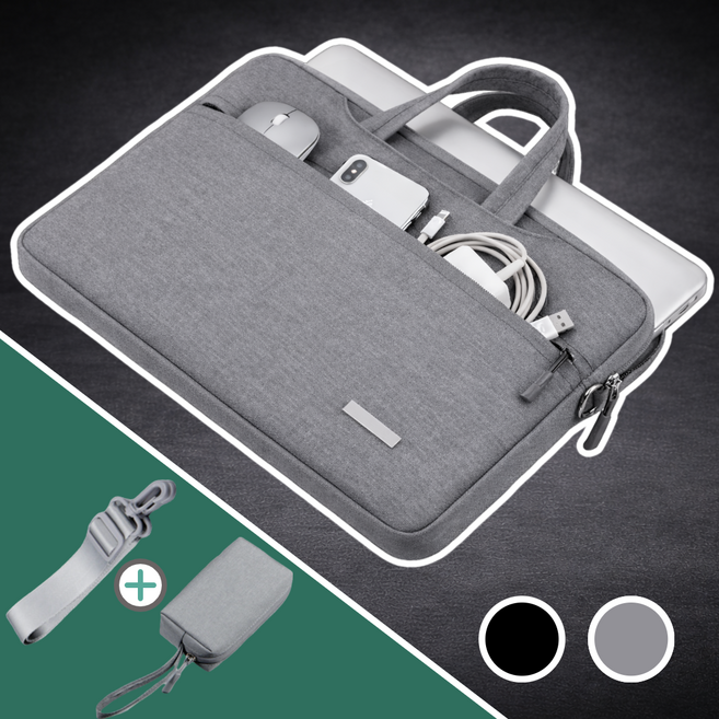 아베냐 심플한 속기모 충격흡수 노트북 가방 16인치 17인치+어깨끈+파우치 증정, 1개, 그레이