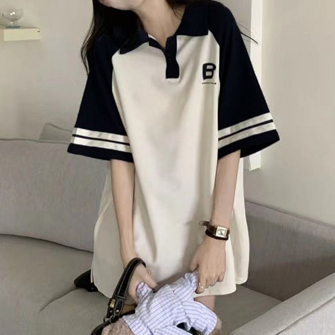 엘바리스 여성 심플비 오버핏 반팔 티셔츠 [빅사이즈]