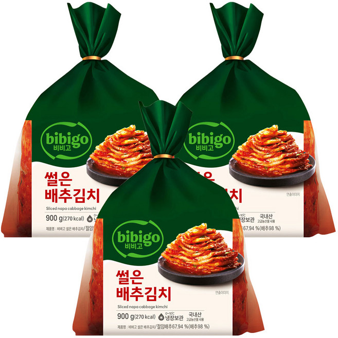 비비고_썰은배추김치, 900g, 3개