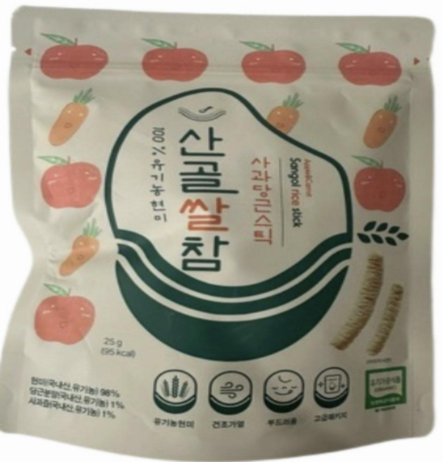 에코맘의산골이유식 산골쌀참, 혼합맛(사과/당근), 25g, 15개