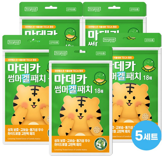 동국제약 썸머 겔 패치 18매 상처보호 의약외품 하이드로겔 여름 야외활동 필수템 썸머패치, 5개