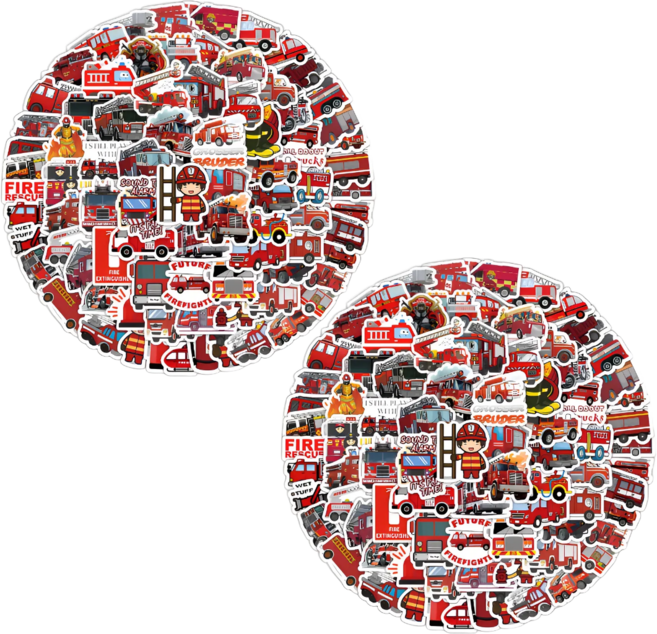 라온스티커 100매입 소방차 방수스티커 세트, 2세트, 혼합(S21126)100P