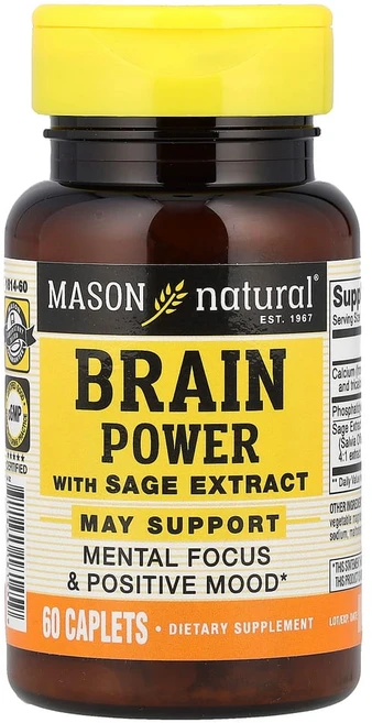 Mason Natural Brain Power with Sage Extract 캡슐 60정 Natural (메이슨 내추럴), 1개 - 쿠팡
