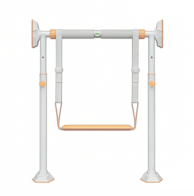 문틀철봉 장축 프리미엄 3중 미끄럼방지 턱걸이+서포트밴드 세트 무타공 설치 가정용 홈트레이닝, 흰색