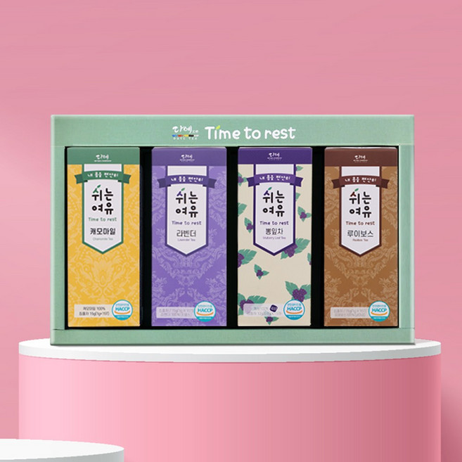 [본사직영] 다예 쉬는여유 편안한밤 4종(60티백) 티백 선물세트(캐모마일+라벤더+뽕잎+루이보스), 1세트, 60개입