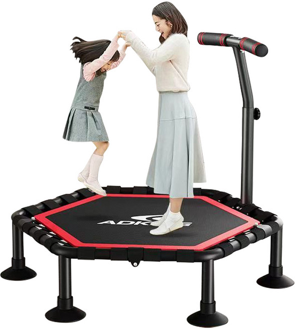접이식 육각 트램폴린 성인 유아 트램폴린 점핑운동 트램펄린 유산소 운동 기구 실내 가정용, 블랙