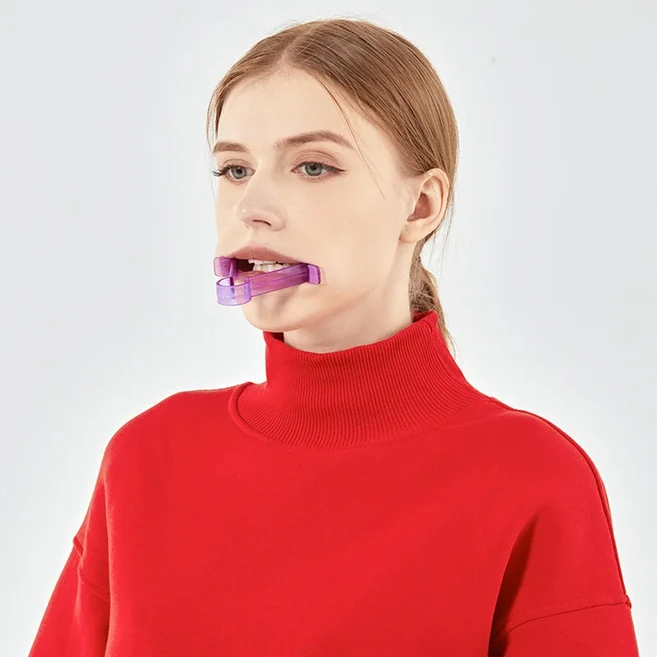 쿠쿠스토어 V자형 얼굴 목 운동기구 페이스 리프트 피부 탄력 강화 이중턱 휴대 트레이너, 01 purple