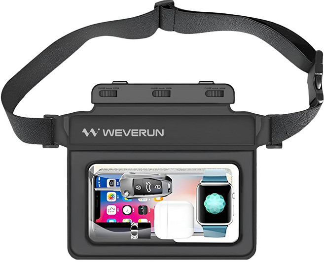 위베런 IPX8 다용도 수납 3세대 에어쿠션 스마트폰 방수팩, 1개, 블랙