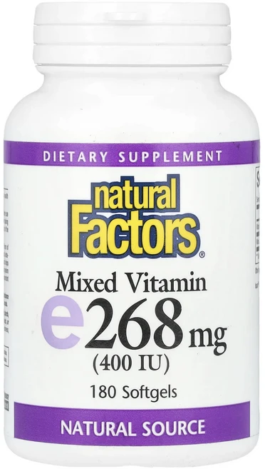 Natural Factors 혼합 비타민E 268mg(400IU) 소프트젤 180정, NaturalFactors혼합비타민E268mg400IU, 1개 - 쿠팡