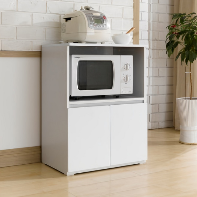 제우스가구 국내제작 심플 LPM 800 렌지대 수납장, 올화이트, 2단