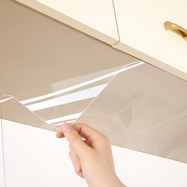 주방 기름때 방지 싱크대 타일 투명 시트지 무점착 오염방지 필름 5m, 1개