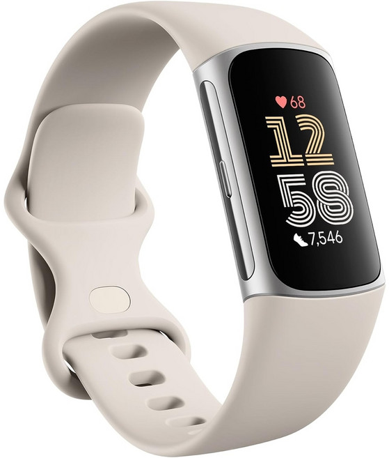 핏빗 차지6 Fitbit Charge 6 피트니스 트래커 헬스밴드 스마트워치 러닝워치 스몰+라지 2개 밴드, 화이트