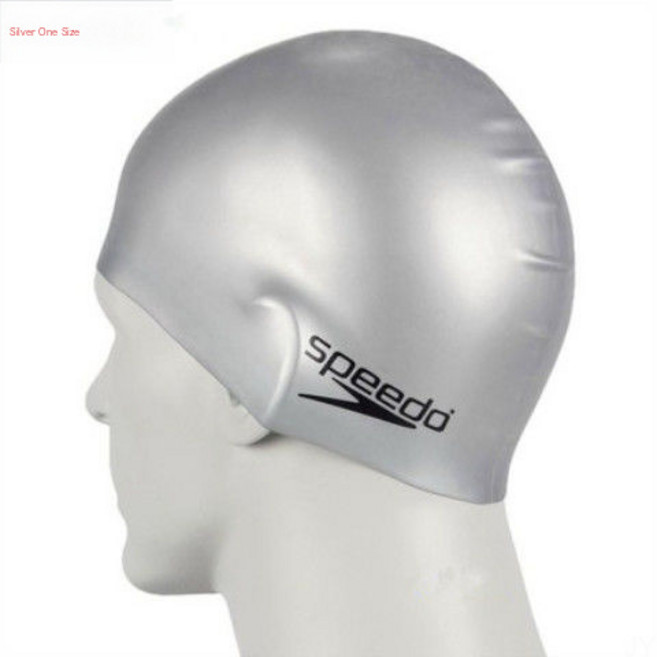 스피도 비타오 남여 수영모 실리콘 긴머리 귀 보호대 방수 헤어 빅사이즈 편안한 수영모자, 실버 프리사이즈