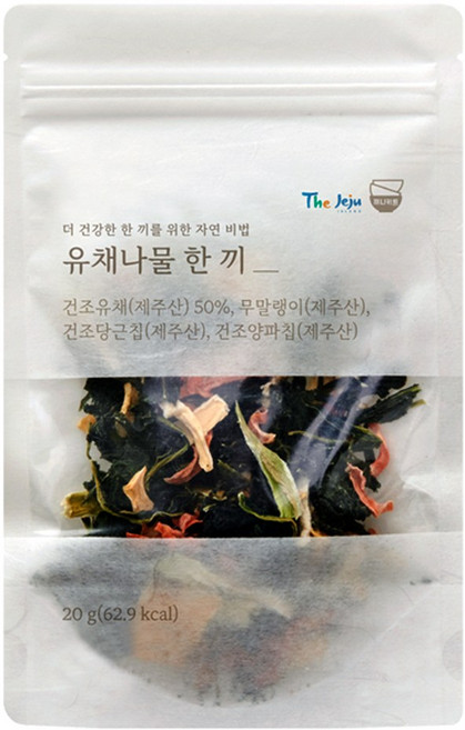 잇더밀 나물한끼 면역 밸런스를 채우는 웰빙 나물밥 재료 씻거나 불리지 않아도 되는 한끼 식사용 오곡 나물 믹스 파우치 ( 솥밥용 비빔밥용 건나물믹스), 1개, 유채나물 20g