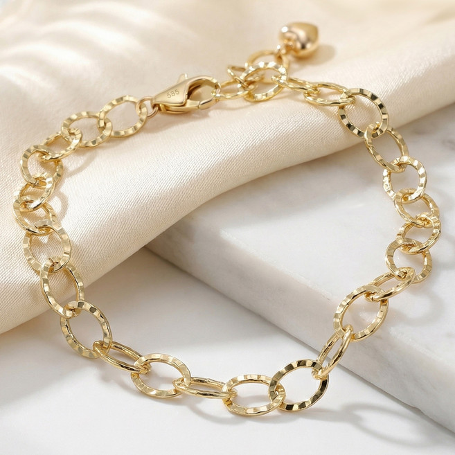 주리에떼 14K 18K 여성 골드 로렌스 볼드 체인 금 팔찌