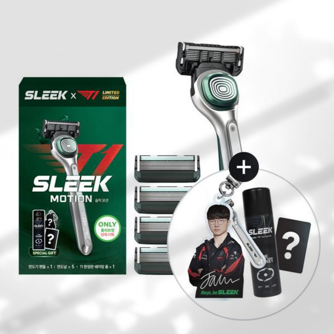 슬릭 모션 면도기 T1 콜라보, 1개, 핸들+5입날+키링+포토카드