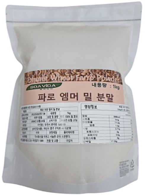 보아비다 볶은 파로 엠머 밀 분말 1kg, 1개