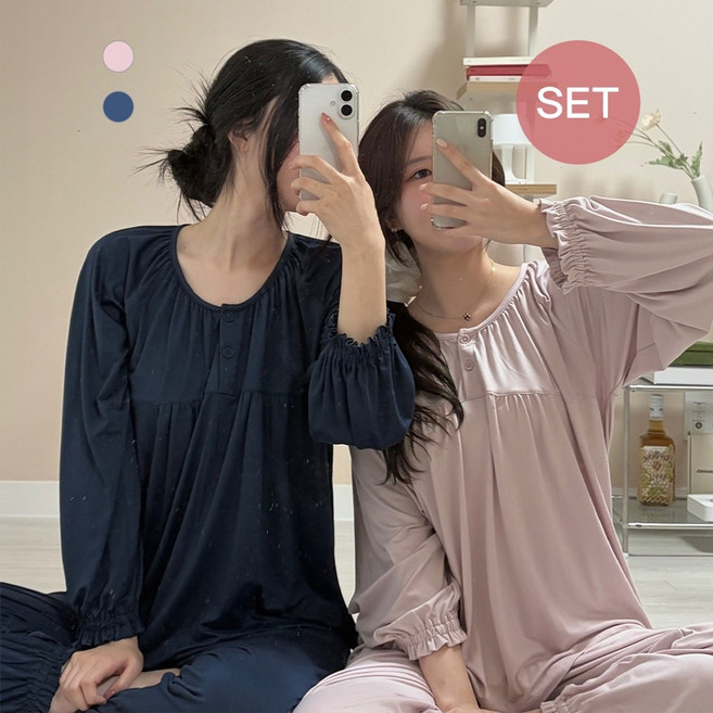 애니바디 [*특가*] 여성 피치기모 9부 파자마 세트-노카라 ANJS26162_뉴코아울산성남