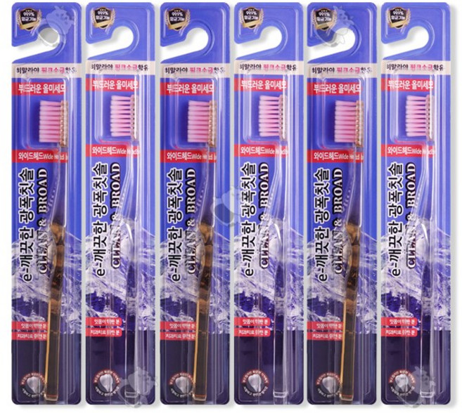 e-깨끗한 광폭칫솔 히말라야핑크소금함유 2배 부드러운 올미세모 국내생산, 6개, 1개입