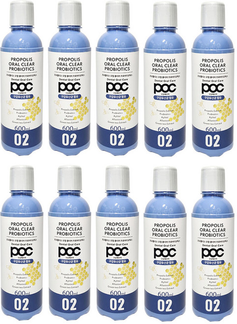 POC Pro 오랄클리어 프로폴리스 프로바이오틱스 찌꺼기 천연성분 가글, 600ml, 10개