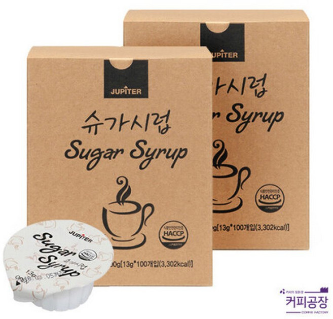 2곽쥬피터 포션 슈가시럽 1.3kg 카페시럽 개별포장, 1개