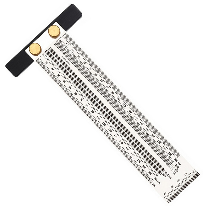 아띠꼴로 목공자 목공 눈금자 직각자 연귀자 정밀 마킹자 선긋기 스크라이브 게이지 T자, 1개, 눈금T자200mm