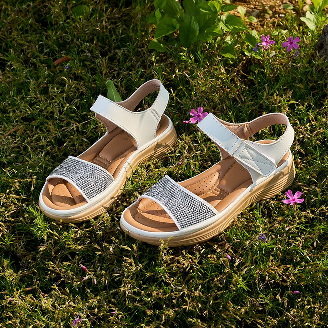 제이슈 소가죽 피켓 전체쿠션 초경량 큐빅 샌들 3.5cm