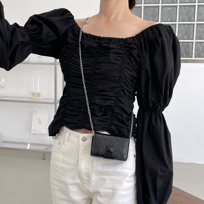 스퀘어 파우치 초미니 체인 크로스백 포켓 지갑