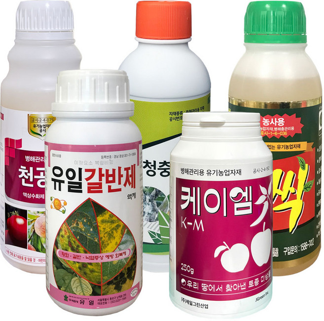 복숭아 친환경 5종세트 유기농업자재 및 비료 (출처 본문참조-진딧물 심식나방 순나방 잎오갈병 탄저병 깍지벌레 벌레약 세균성구멍병 세균구멍병 퇴치 약 비료), 1개