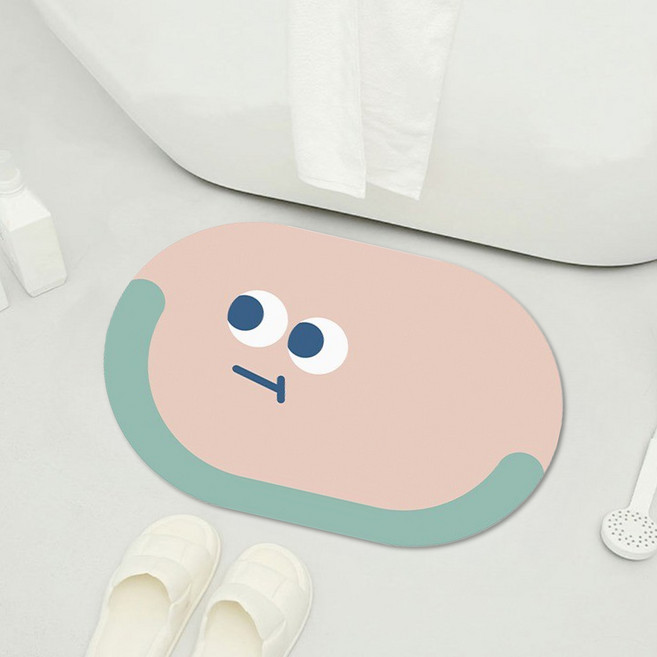 디아쿠아 몬스터 빨아쓰는 욕실 주방 논슬립 소프트 규조토 발매트, 립핑크